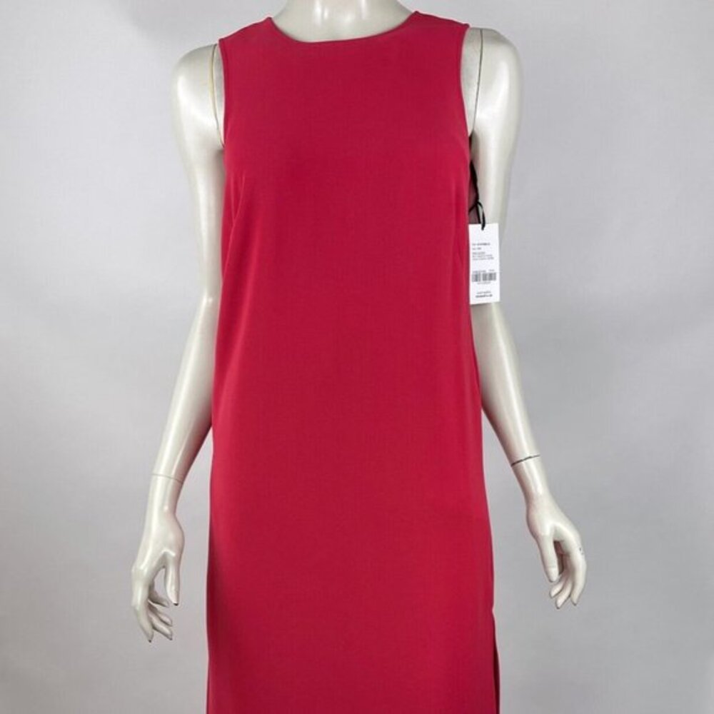 Worth Sleeveless Long Shift‎ Dress Women 2 NWT Crew Neck Lined Zip Closure Slit